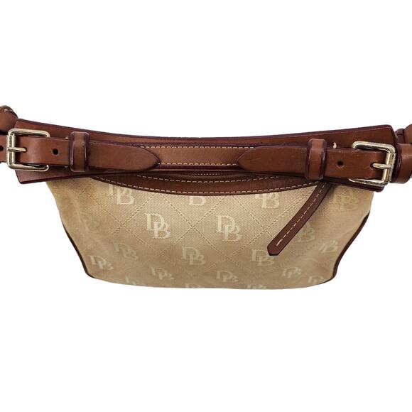 VTG Dooney & Bourke Monogram Canvas & Leather Signature Hobo Shoulder Bag Y2K - Picture 3 of 7